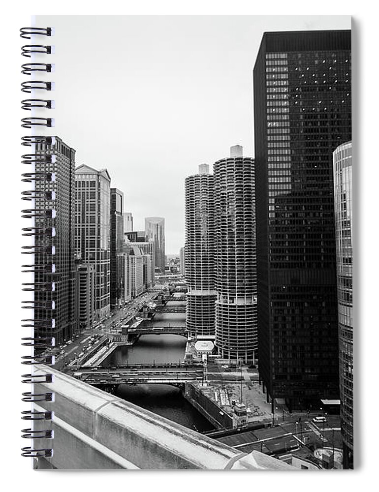 Chicago Spiral Notebook featuring the photograph Chicago River From London House by Britten Adams