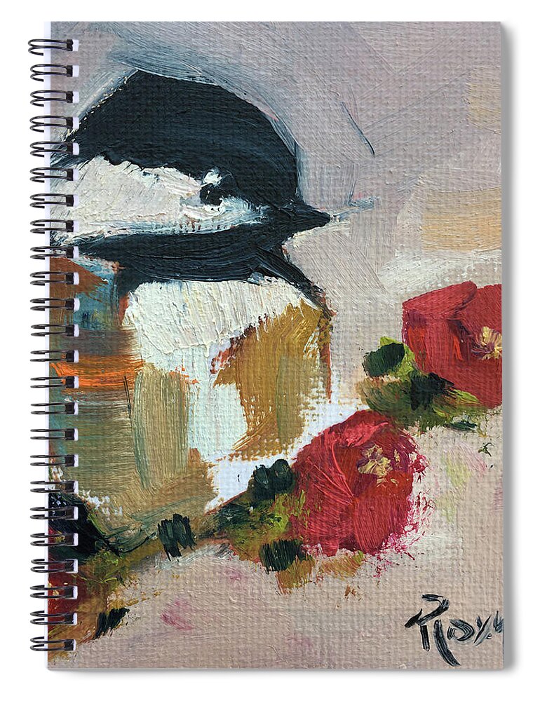 Chickadee Spiral Notebook featuring the painting Chickadee 4 by Roxy Rich