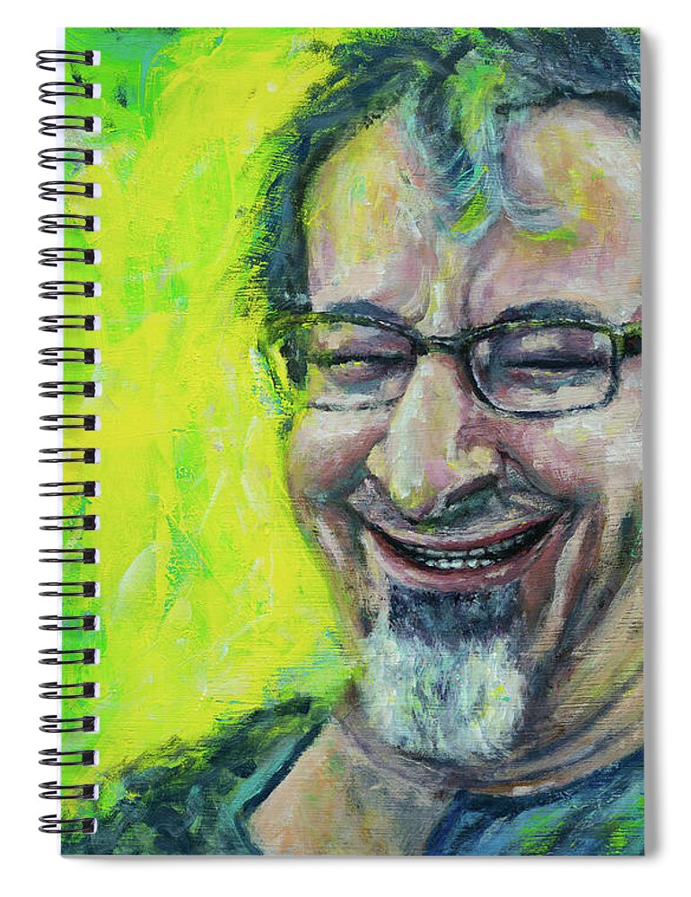 Acrylic Spiral Notebook featuring the painting Chicken Man by Robert FERD Frank