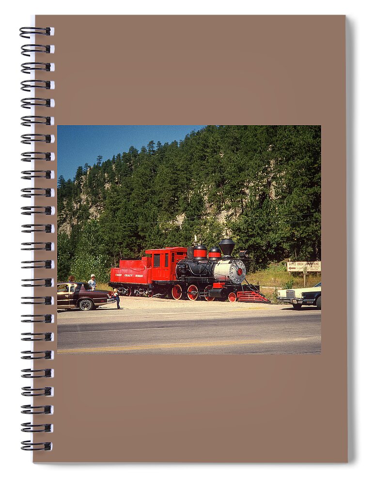 Black Spiral Notebook featuring the photograph Chief Crazy Horse Locomotive by Gordon James