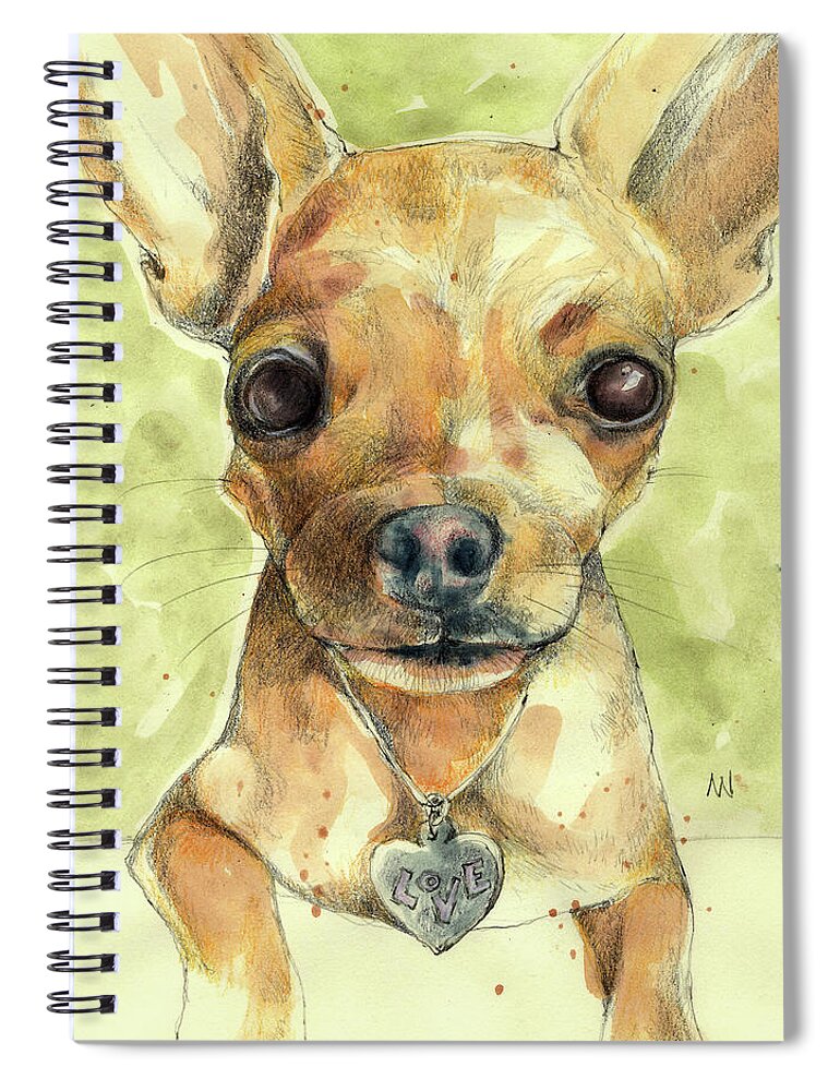 Love Puppy Spiral Notebook featuring the painting Chihuahua Love by AnneMarie Welsh