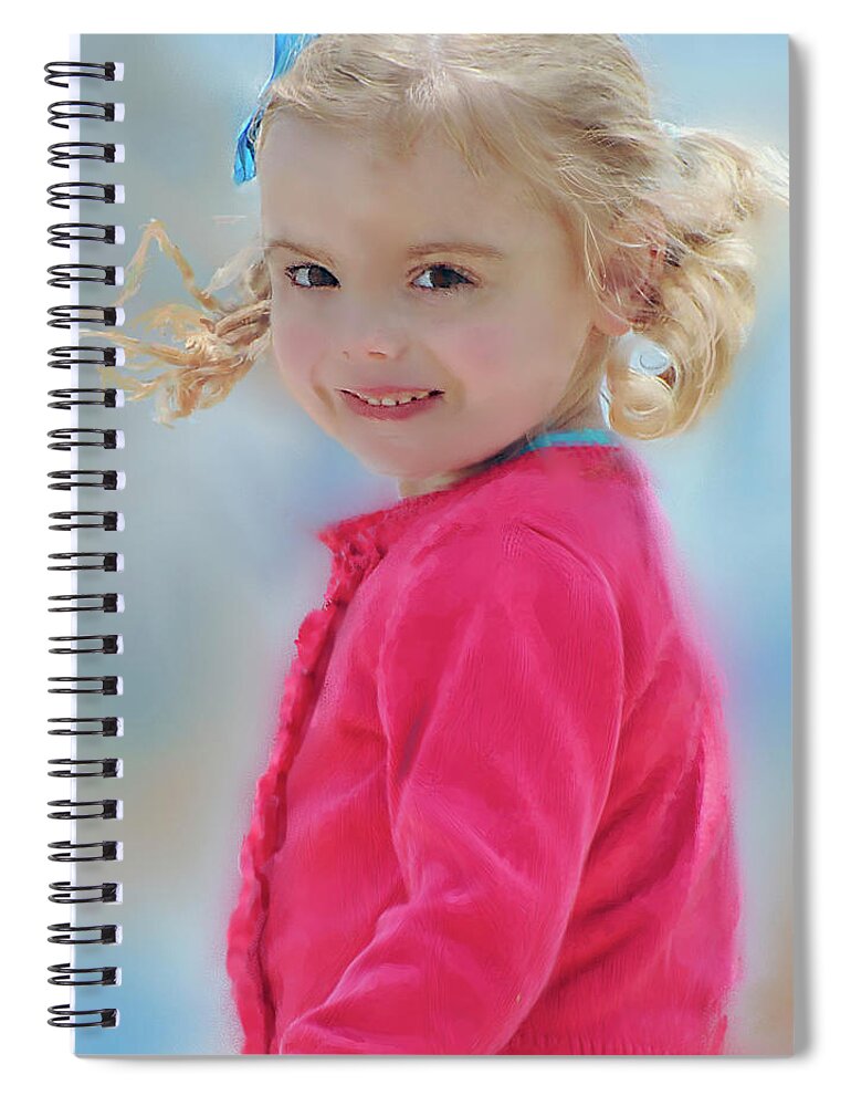 Girl Spiral Notebook featuring the digital art Child Playing At the Beach by Cordia Murphy
