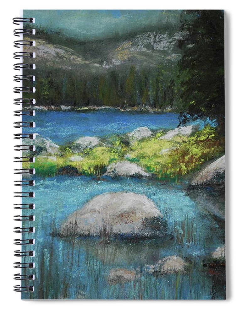 Lake Spiral Notebook featuring the pastel Chilling out at Chilicoot by Sandra Lee Scott