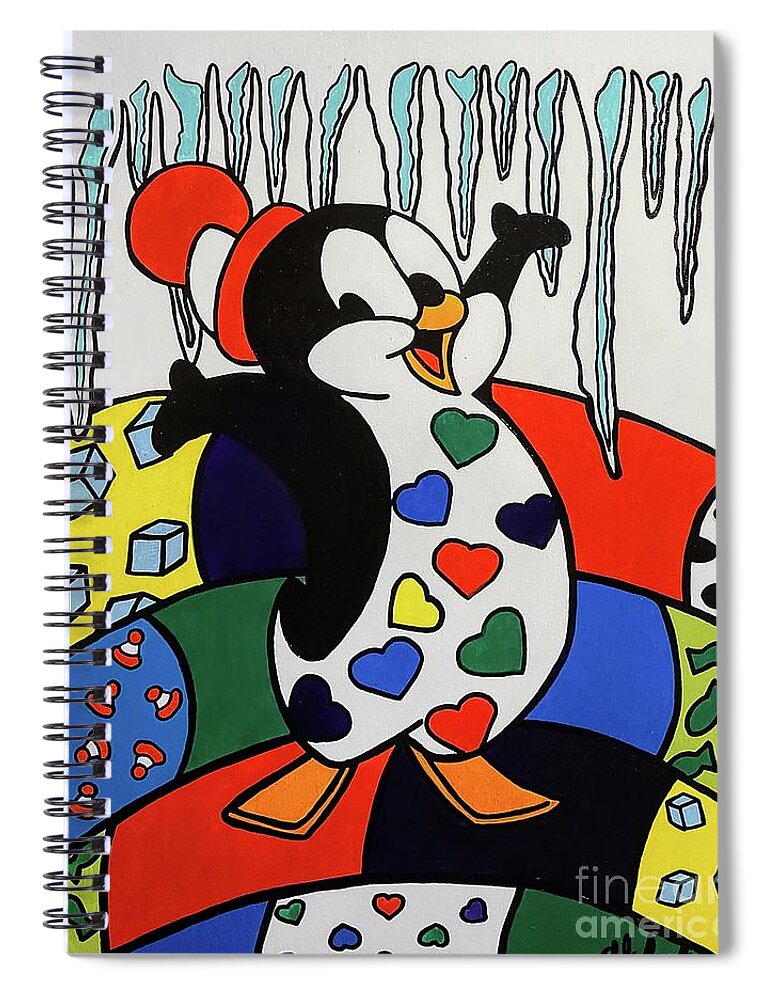 Chilly Spiral Notebook featuring the painting Warm Head, Warm Heart, Cold Feet by Elena Pratt