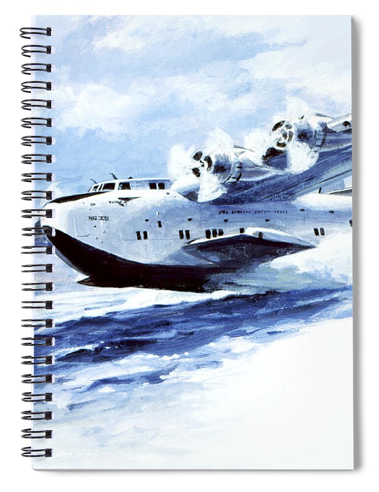 John Swatsley Spiral Notebook featuring the painting China Clipper Seaplane I by John Swatsley
