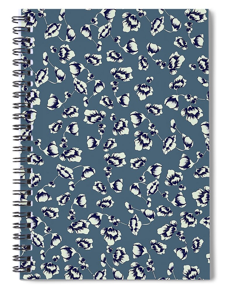 Floral Spiral Notebook featuring the digital art Chinoiserie Blue Floral by Sand And Chi