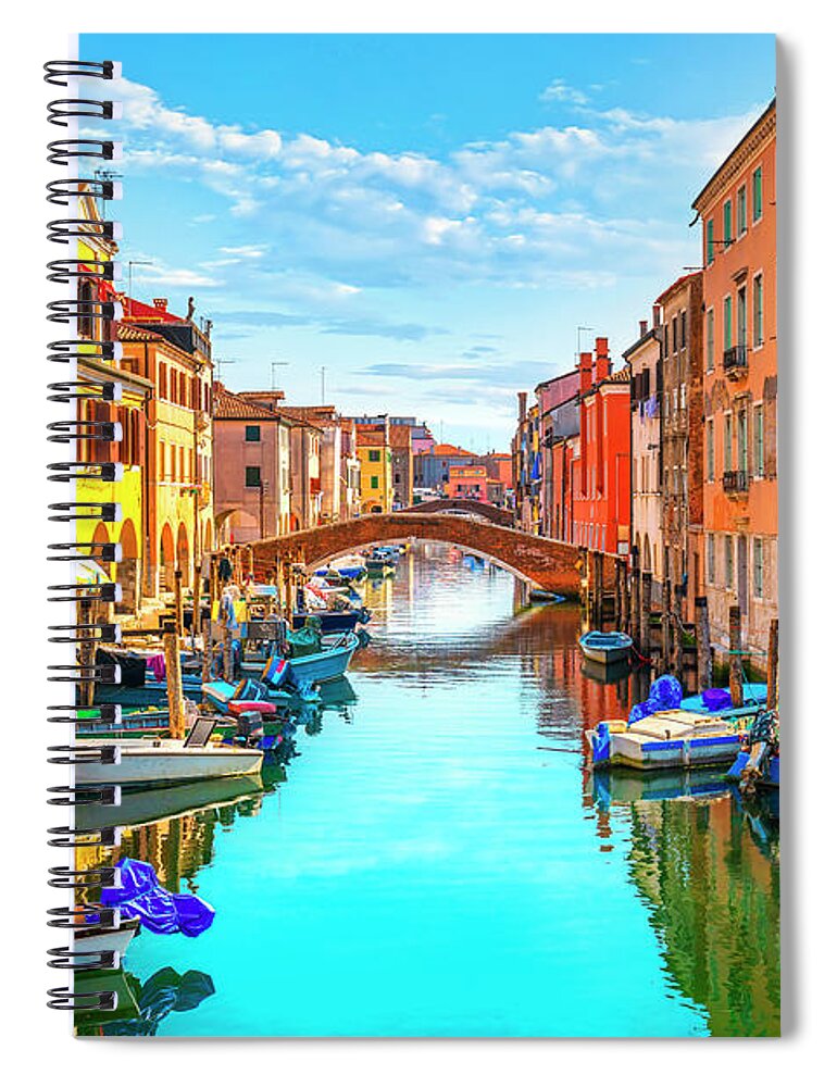 Chioggia Spiral Notebook featuring the photograph Chioggia Canal in Venetian Lagoon by Stefano Orazzini