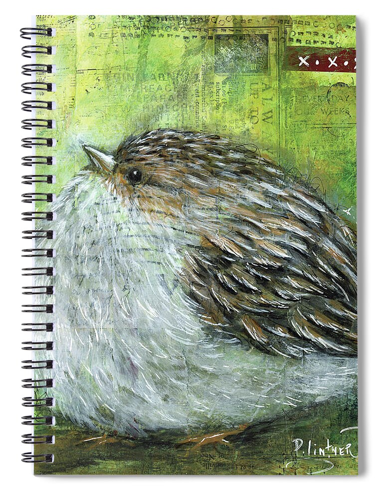 Chipping Sparrow Spiral Notebook featuring the mixed media Chipping Sparrow by Patricia Lintner