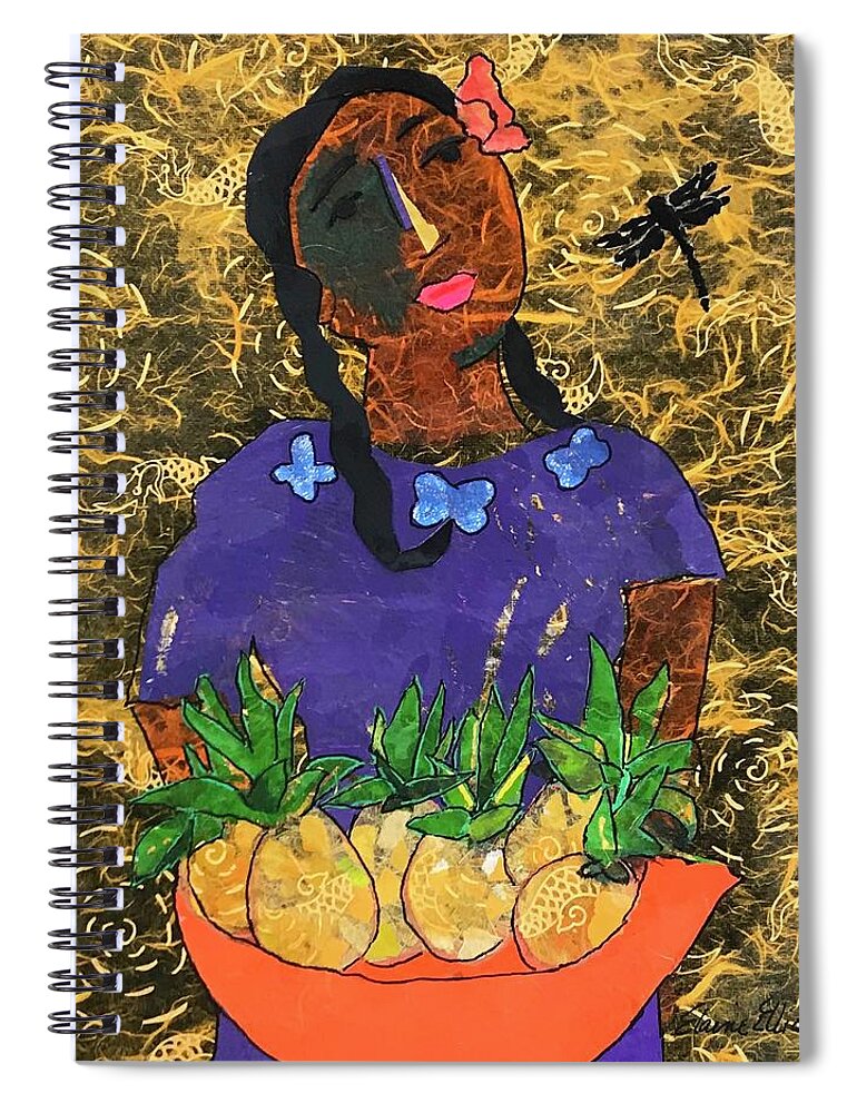 Latina Spiral Notebook featuring the painting Chiquita con Pina by Elaine Elliott