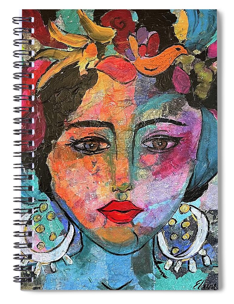 Mexican Woman Spiral Notebook featuring the painting Chiquita by Elaine Elliott