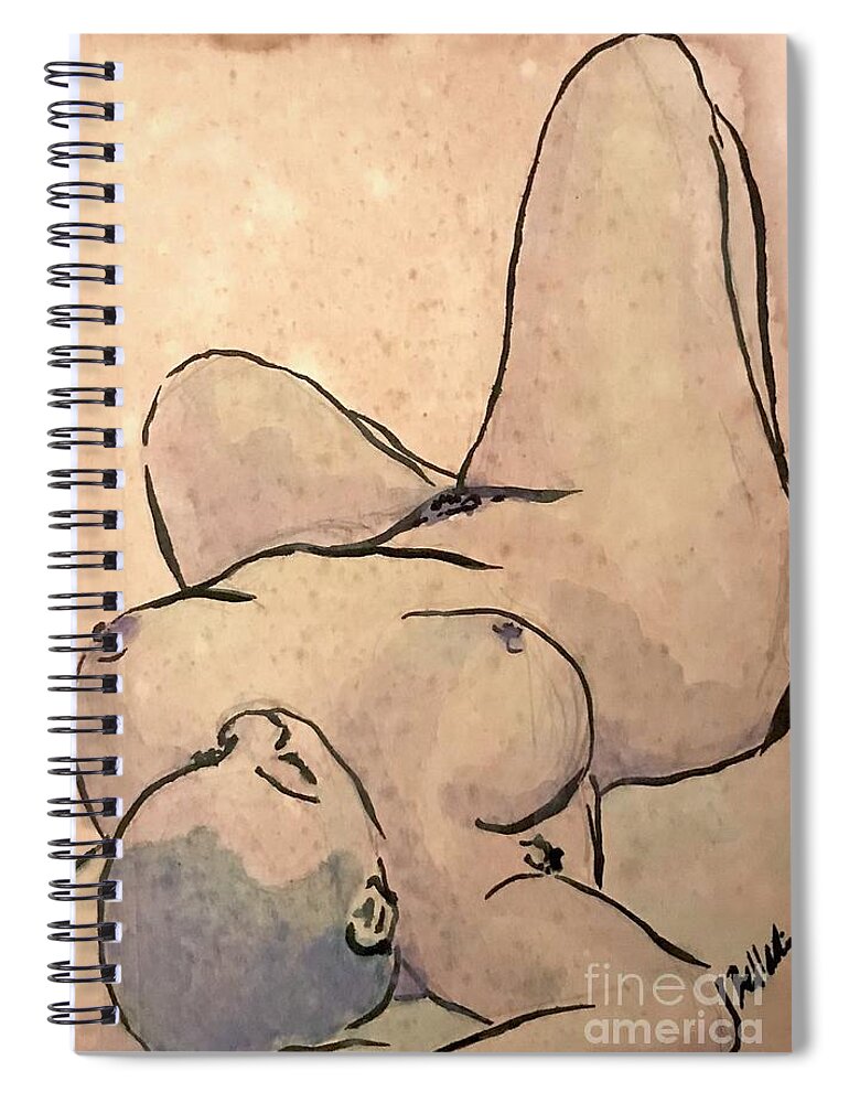 Sumi Ink Spiral Notebook featuring the drawing Christina Blue by M Bellavia