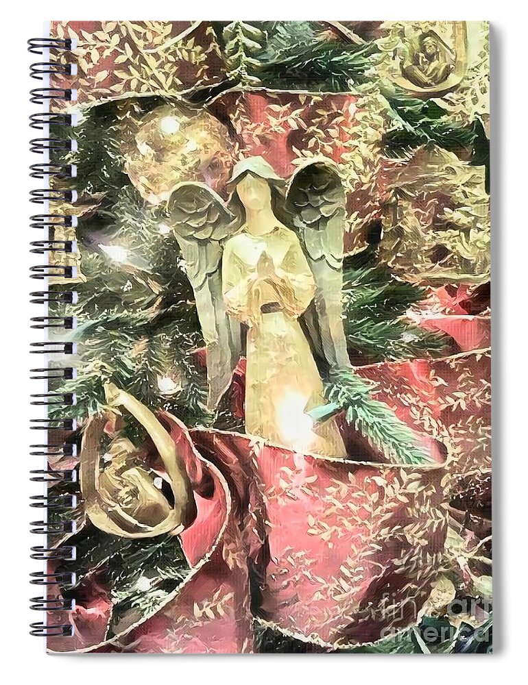 Holiday Spiral Notebook featuring the photograph Christmas Angel Greeting by Rachel Hannah