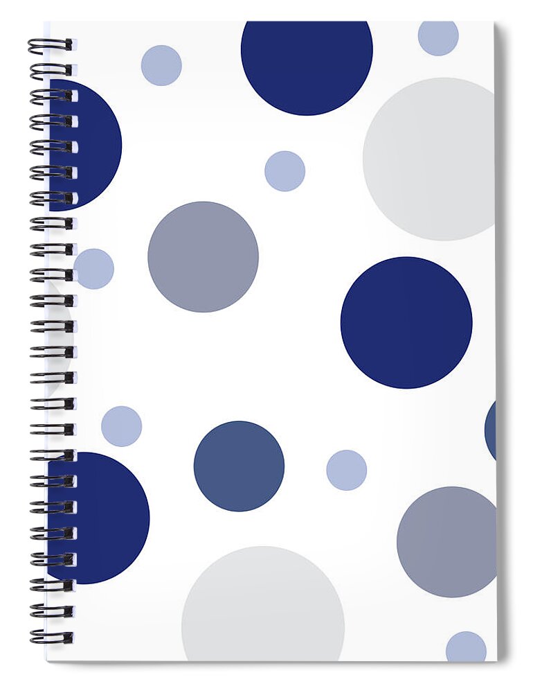 Christmas Spiral Notebook featuring the digital art Christmas Blues Polka Dots by Amelia Pearn