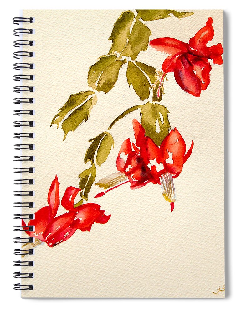 Christmas Spiral Notebook featuring the painting Christmas cactus 5 by Julianne Felton