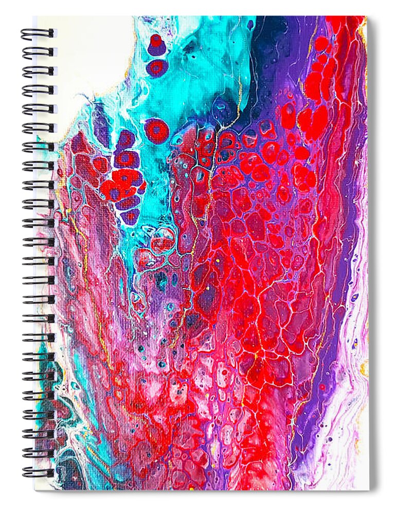 Abstract Spiral Notebook featuring the painting Coral Cheers by Christine Bolden