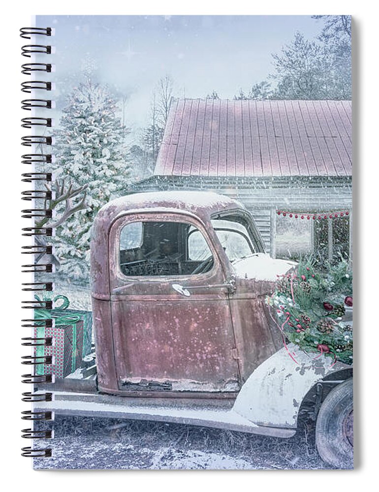 Barns Spiral Notebook featuring the photograph Christmas Eve Reindeer in Pale Tones by Debra and Dave Vanderlaan