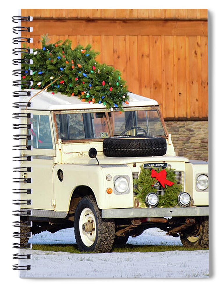Land Rover Spiral Notebook featuring the photograph Christmas Land Rover by Nicole Lloyd
