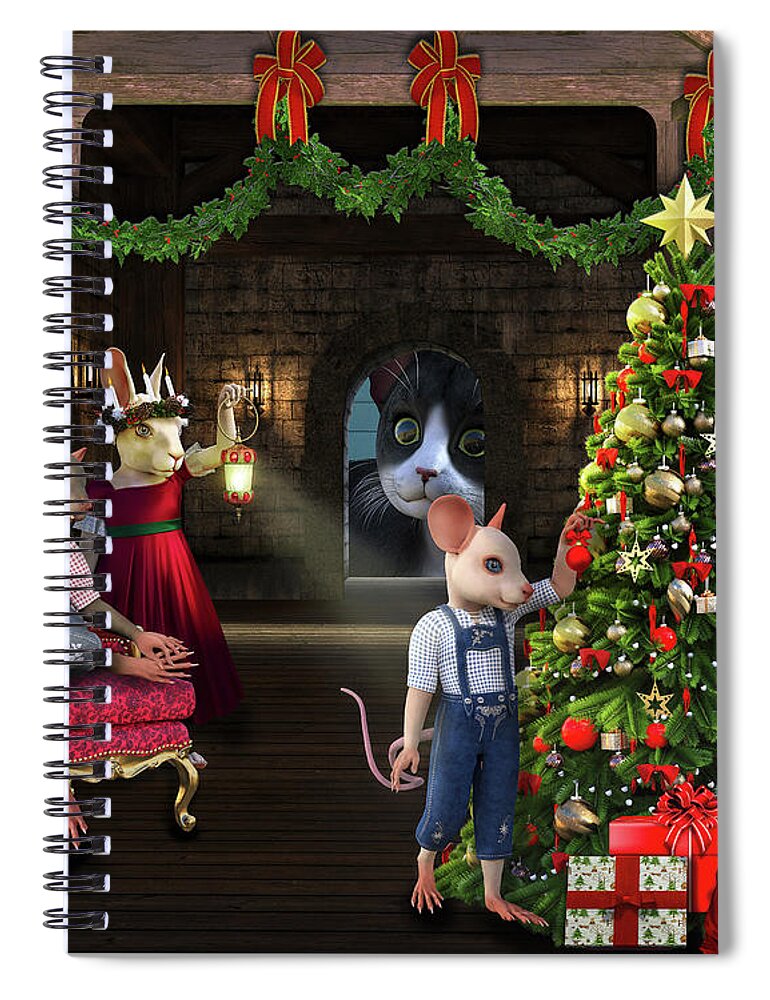 Christmas Spiral Notebook featuring the photograph Christmas Mice by Diana Haronis