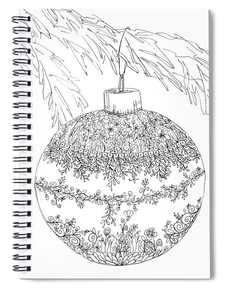 Christmas Ornament Spiral Notebook featuring the drawing Christmas Ornament - Line Art Drawing by Patricia Awapara
