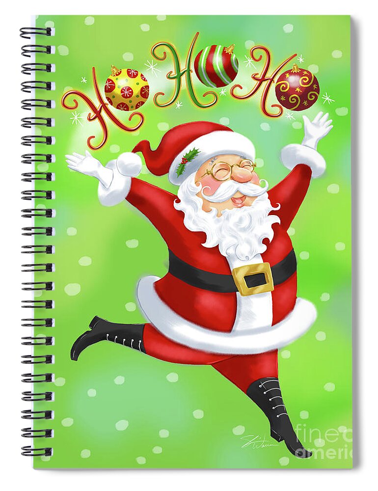 Christmas Spiral Notebook featuring the mixed media Christmas Santa Says Ho Ho Ho by Shari Warren