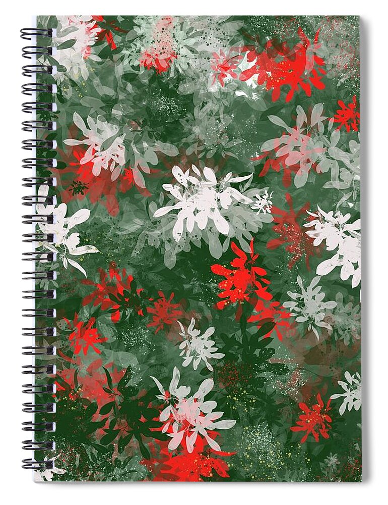 Christmas Spiral Notebook featuring the digital art Christmas Tree Abstract by Eileen Backman