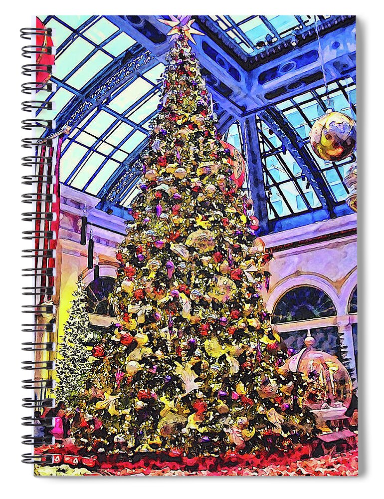 Christmas Tree Spiral Notebook featuring the photograph Christmas Tree, Bellagio, Las Vegas by Tatiana Travelways