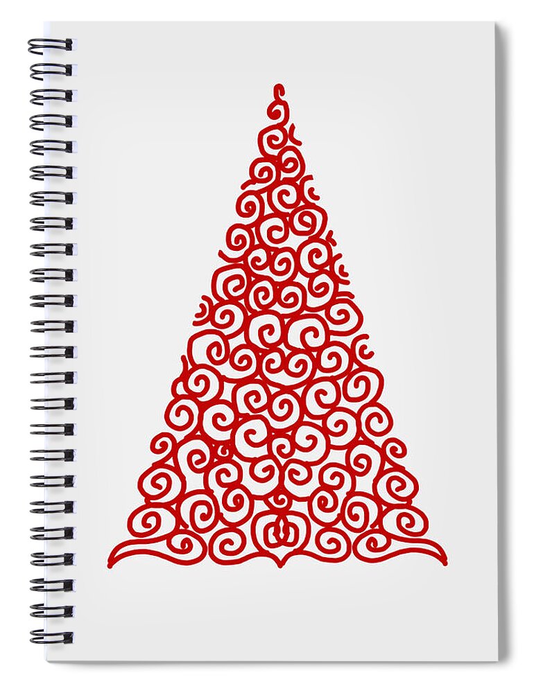 Red Spiral Notebook featuring the digital art Christmas Tree by Bnte Creations