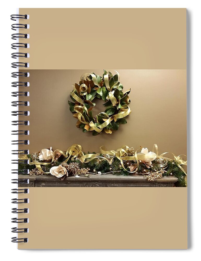 Wreath Spiral Notebook featuring the photograph Christmas Wreath and Swag by Nancy Ayanna Wyatt