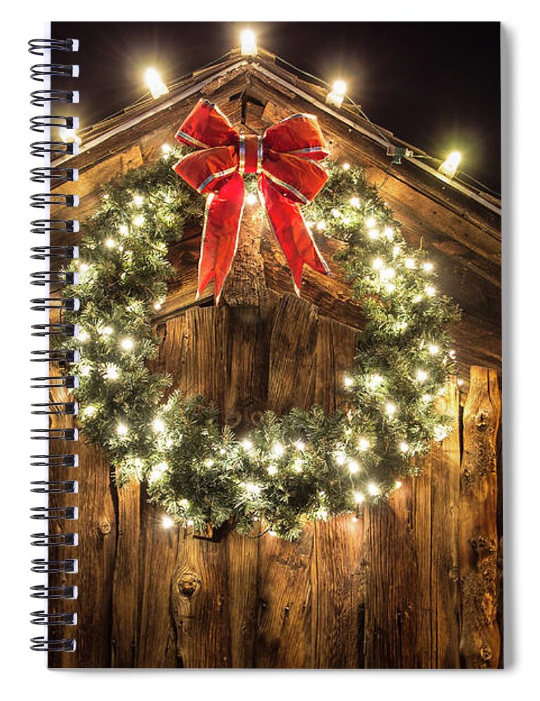 Christmas Spiral Notebook featuring the photograph Christmas Wreath by Chuck Rasco Photography