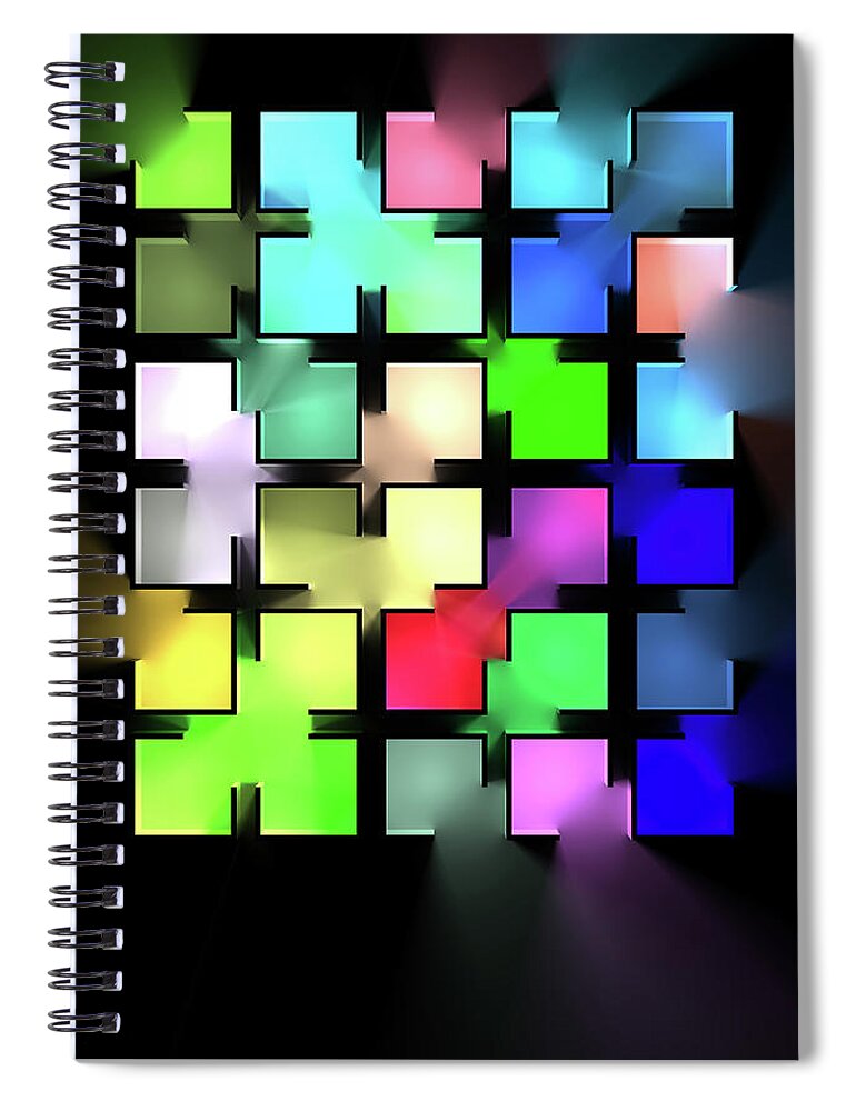 Light Spiral Notebook featuring the digital art Chromatic Cubes 5 by Scott Norris