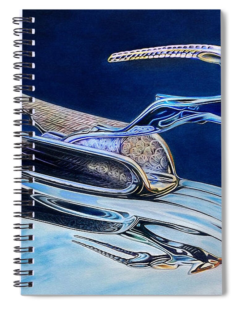 Ram Hood Ornament Image Spiral Notebook featuring the drawing Chrome Ram by David Neace