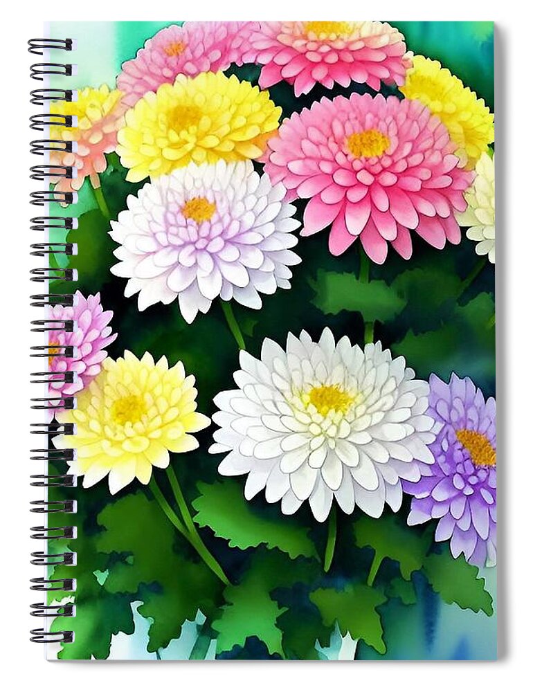 Flowers Spiral Notebook featuring the digital art Chrysanthemums For You by Denise F Fulmer