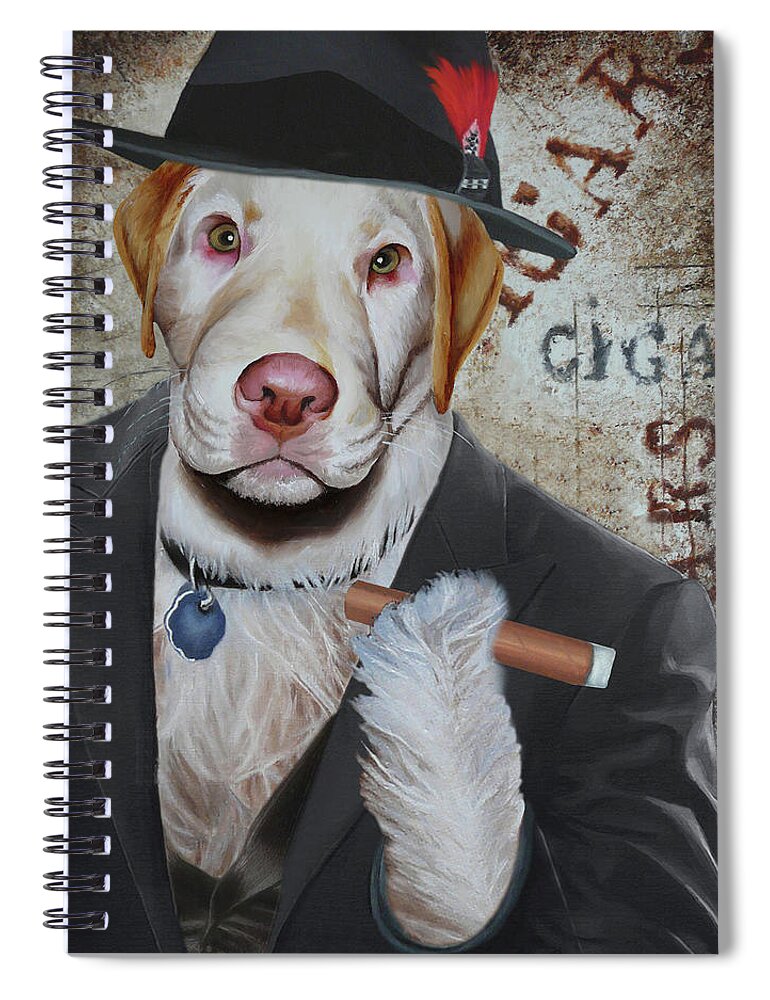 Cigar Dog Spiral Notebook featuring the painting Cigar Dallas Dog by Vic Ritchey