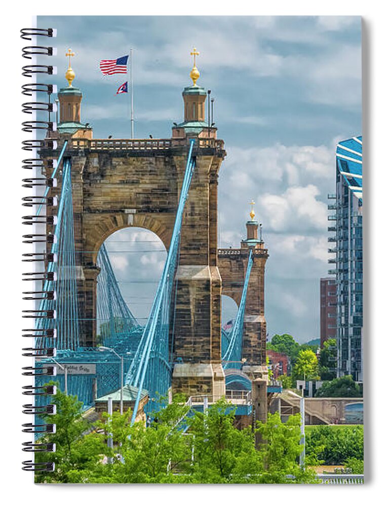 Bridge Spiral Notebook featuring the photograph Cincinnati Roebling Bridge by Ginger Stein
