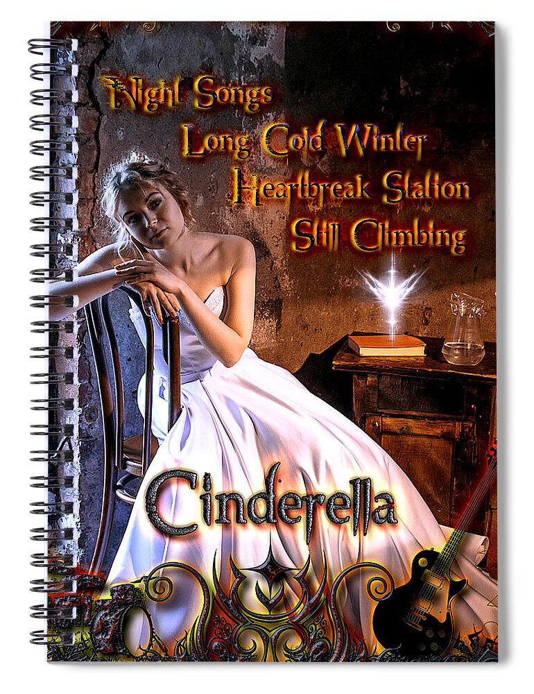 Cinderella Spiral Notebook featuring the digital art Cinderella Discography by Michael Damiani