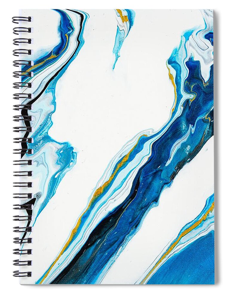 Abstract Spiral Notebook featuring the digital art Ciniru - Colorful Flowing Liquid Marble Abstract Contemporary Acrylic Painting by Sambel Pedes