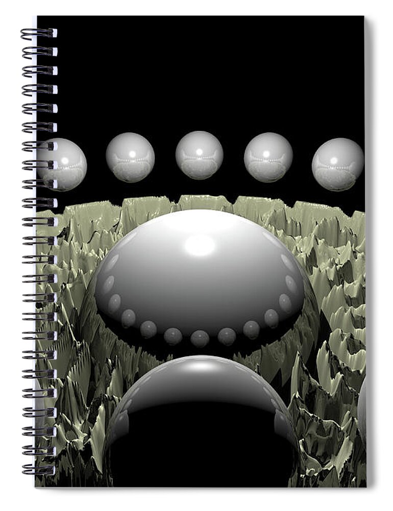 Three Dimensional Spiral Notebook featuring the digital art Circle of 3D Spheres by Phil Perkins