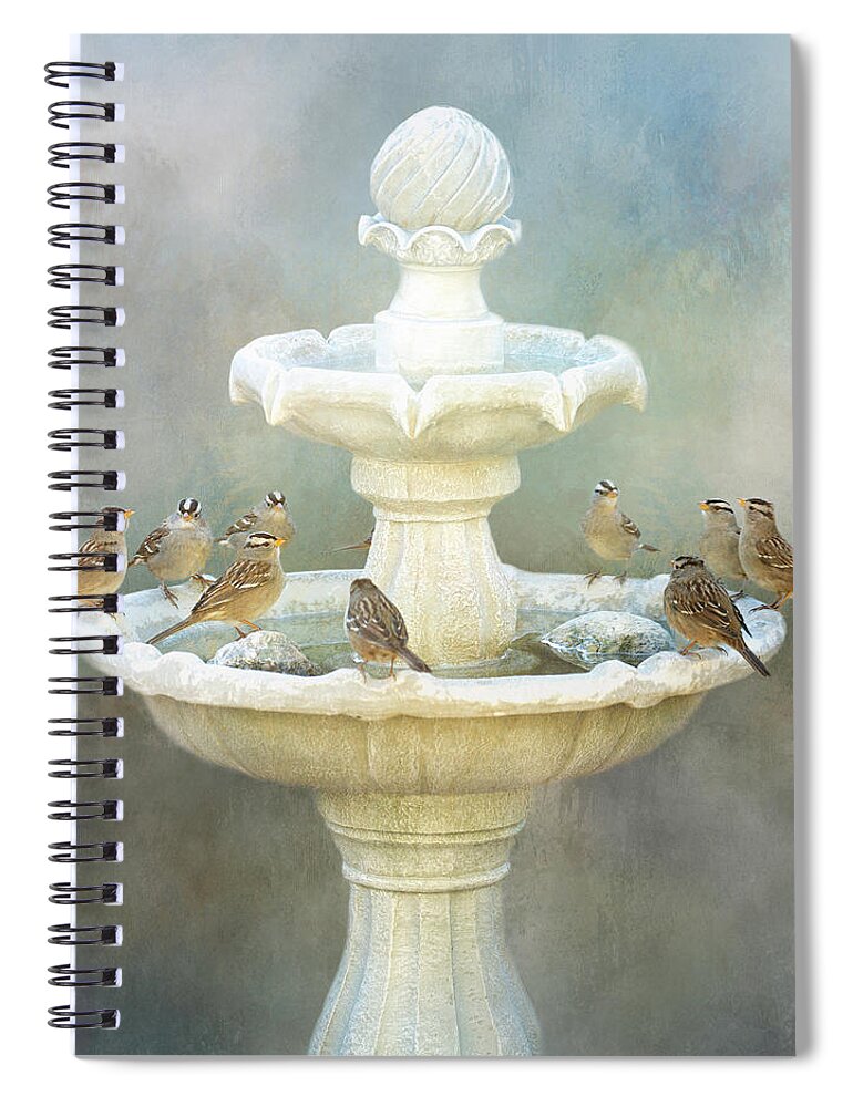Sparrows Spiral Notebook featuring the digital art Circle of Friends by Nicole Wilde