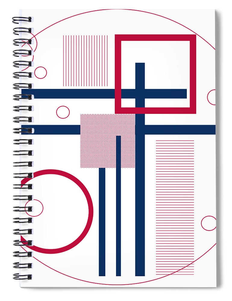 Red Spiral Notebook featuring the digital art Circled Square by Designs By L