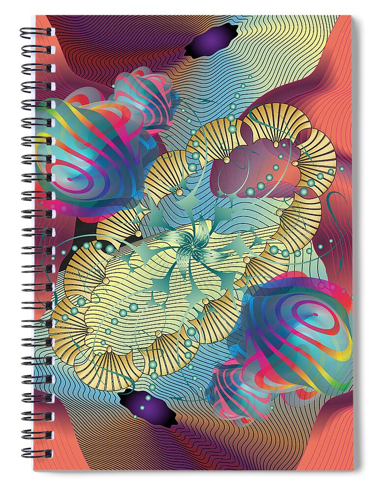 Abstract Graphic Mandala Spiral Notebook featuring the digital art Circumplexical No 4123 by Alan Bennington