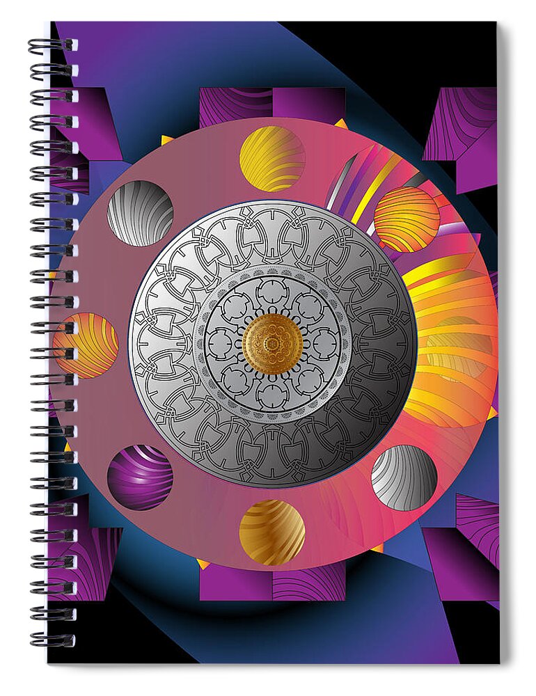 Abstract Graphic Mandala Spiral Notebook featuring the digital art Circumplexical No 4125 by Alan Bennington