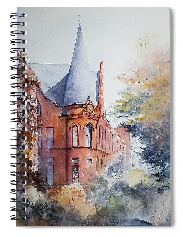 Burlington Vermont Spiral Notebook featuring the painting Citizen's Bank by Amanda Amend
