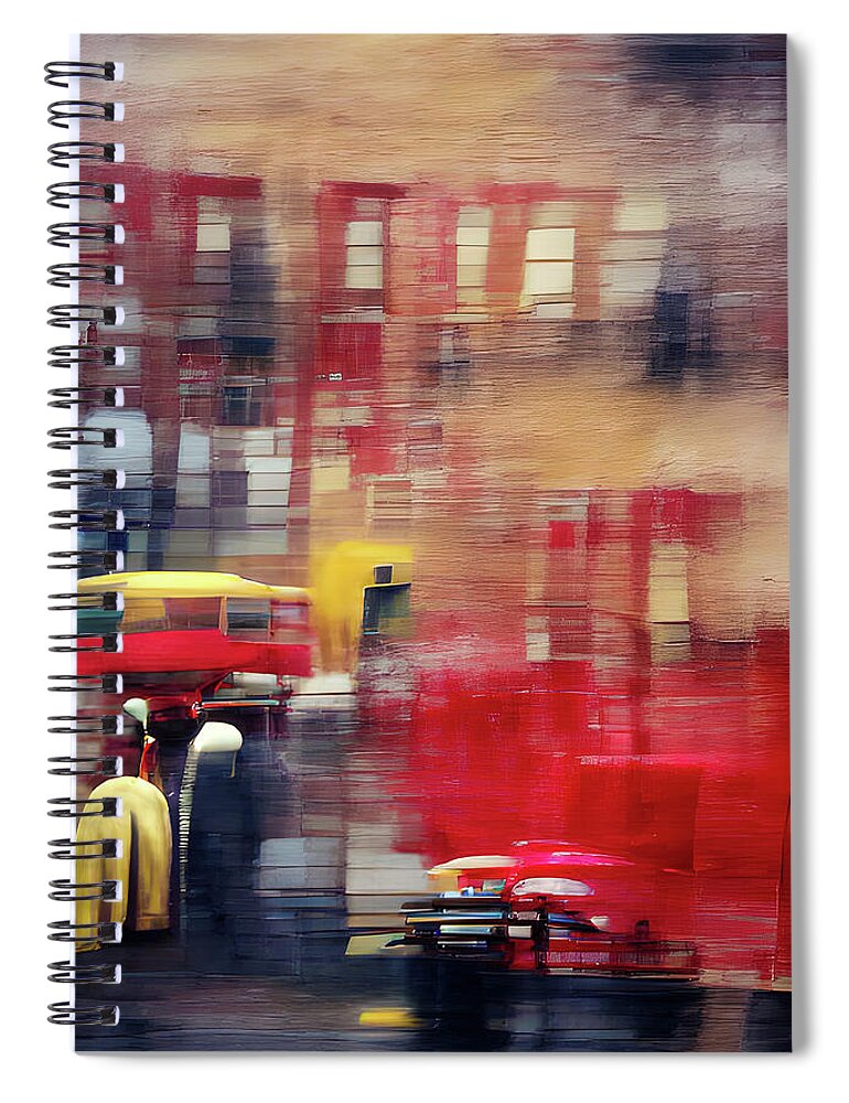 City Spiral Notebook featuring the digital art City Life Abstract Impressions 05 by Matthias Hauser