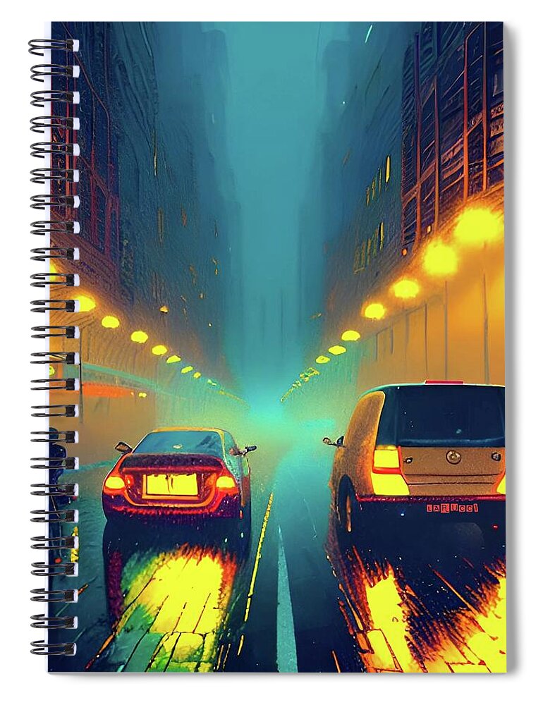 City Spiral Notebook featuring the digital art Cityscapes 75 by Fred Larucci