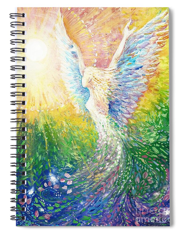 Light Spiral Notebook featuring the painting Clad in the Light by Merana Cadorette