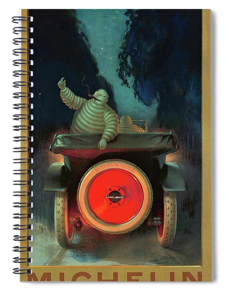 Antique Prints Spiral Notebook featuring the painting Clair de Lune Michelin 1921 by Vincent Monozlay