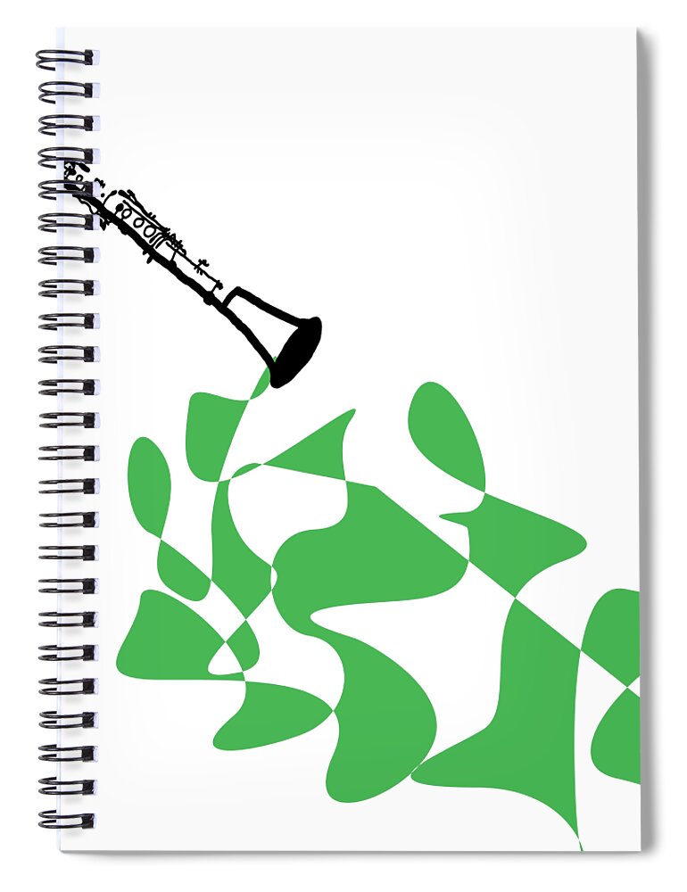 Clarinet Teacher Spiral Notebook featuring the digital art Clarinet in Green by David Bridburg