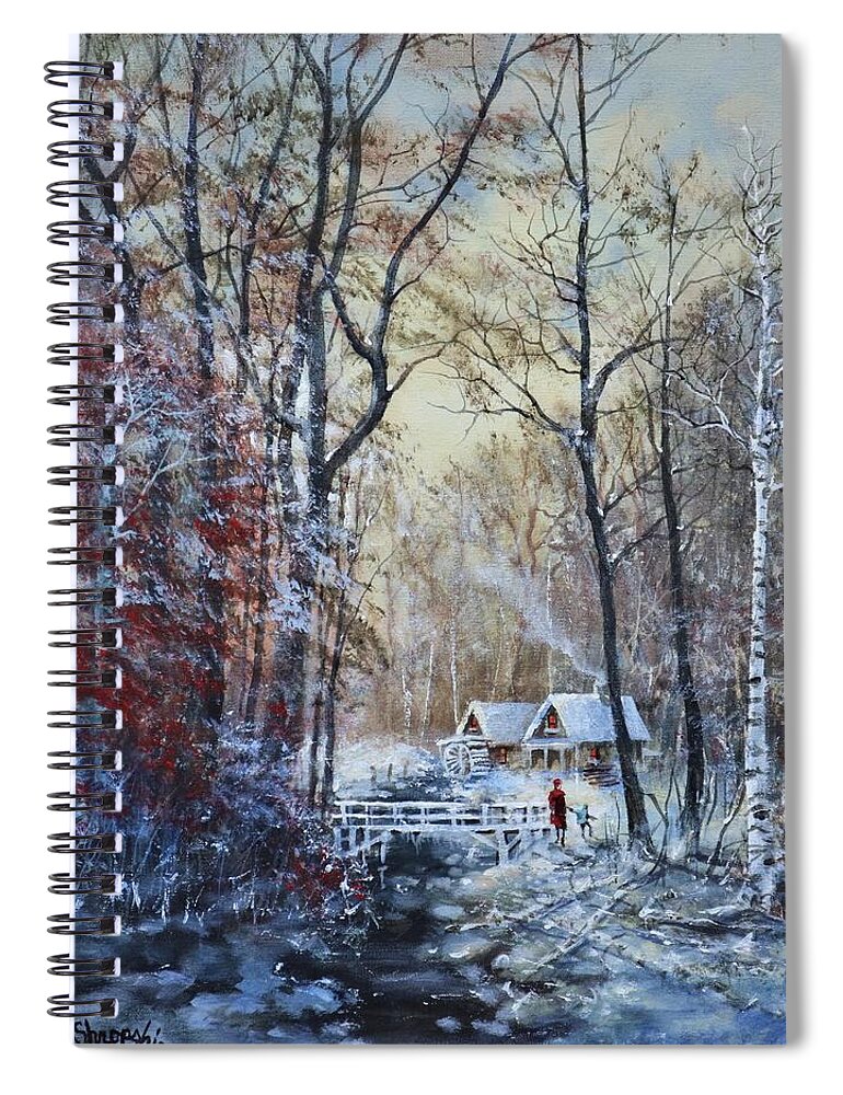 Currier And Ives Spiral Notebook featuring the painting Classic Snow Scene by Tom Shropshire