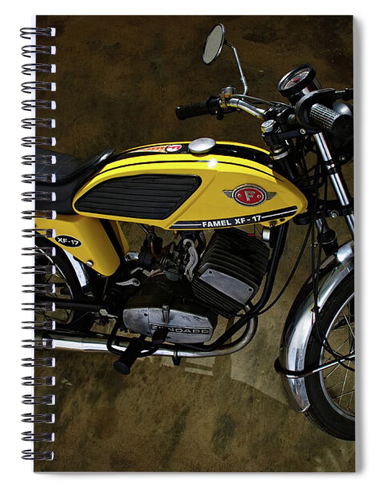 Xf-17 Spiral Notebook featuring the photograph Classic Zundapp bike XF-17 in the garage by Angelo DeVal