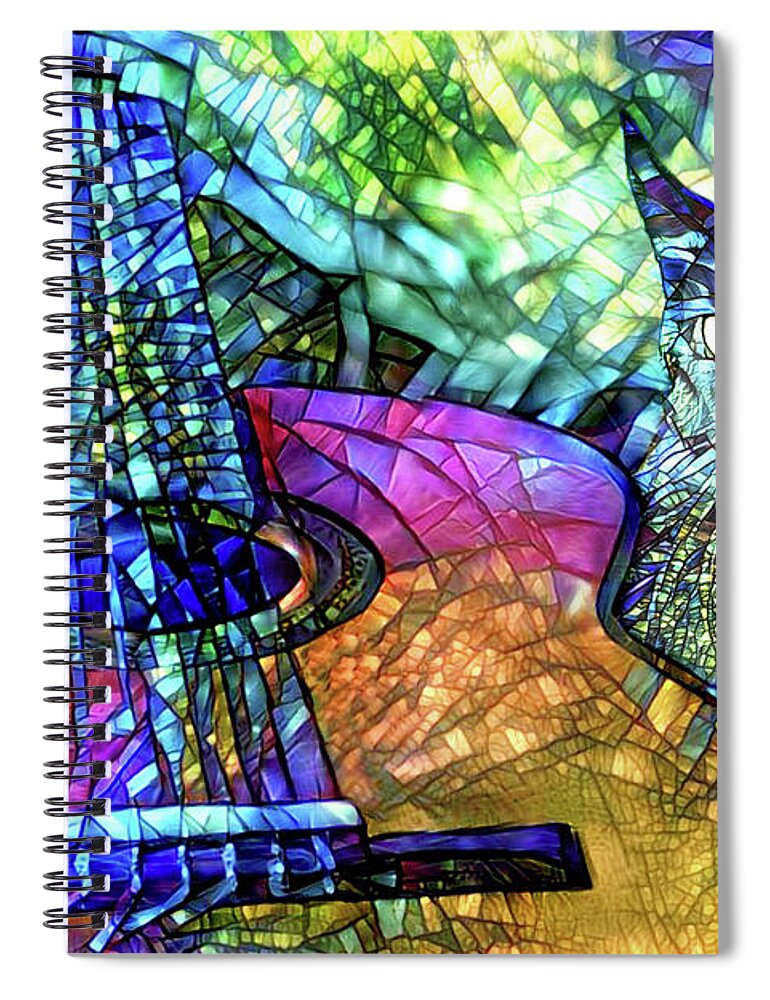 Classical Guitar Spiral Notebook featuring the digital art Classical Guitar and Black Cat by Peggy Collins